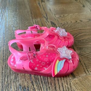 Mini Melissa Pink Star Rainbow Kids Jelly Sandals 10c